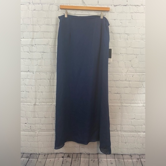 Adrianna Papell Occasions 100% Silk Shell Skirt Navy Blue Womens Plus Size 16 - Picture 1 of 10